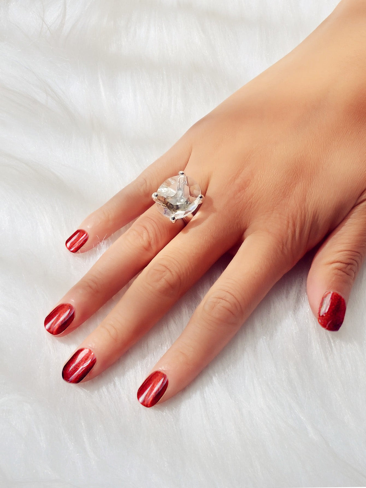 Perfect Engagement Gift Big Transparent Simulated Crystal Finger Ring Women Band - Rings at Dealshubindia