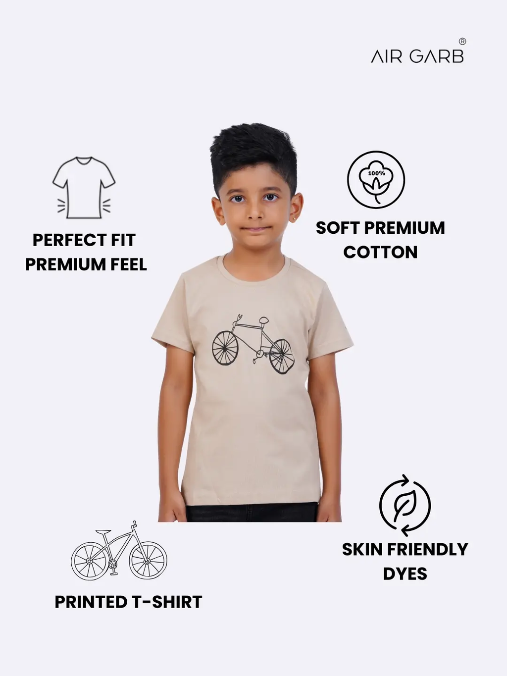 Soft printed t-shirt for boys and girls in breathable fabric