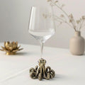 Octopus Wine Glass – Antique Brass Base with Gemstone Eyes, 12 oz