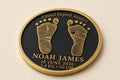 Personalised Newborn Footprint Plaque, Custom Baby Birth Record, Antique Brass Baby Keepsake
