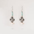 Silver Carved Bead Earrings-0