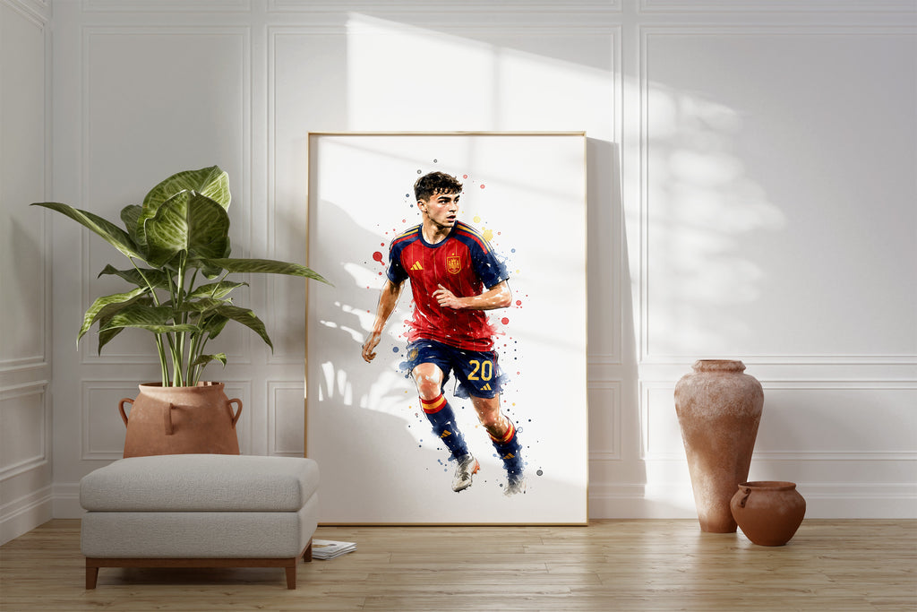 Spanien Fussball Poster · Geschenkidee · Aquarell Sport Wandbild · Deko Print ohne Rahmen