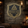 Personalized Home Bar Sign – Antique Brass Celtic Trinity Knot