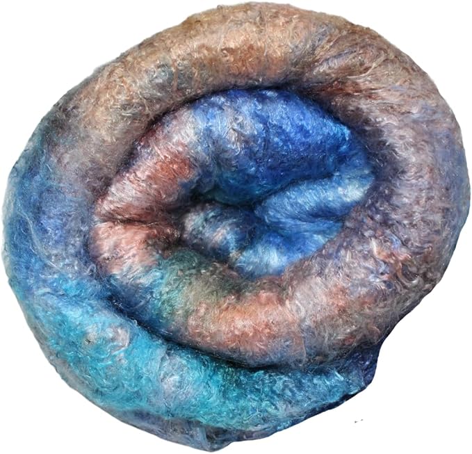Knitsilk Mulberry Silk Fiber Yarn, Blue and Brown. Best for Knitting, Sewing Silk Filament Sheets, Spinning and Needle Felting