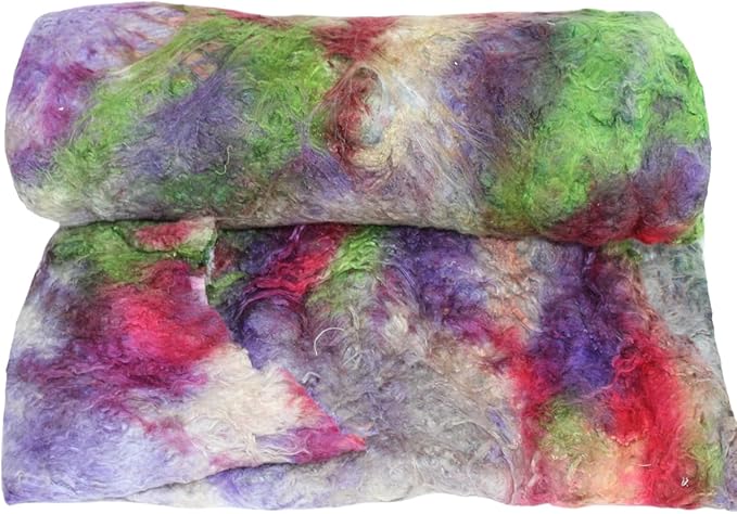 Knitsilk Mulberry Silk Fiber Yarn, Multicolor. Best for Knitting, Sewing Silk Filament Sheets, Spinning and Needle Felting