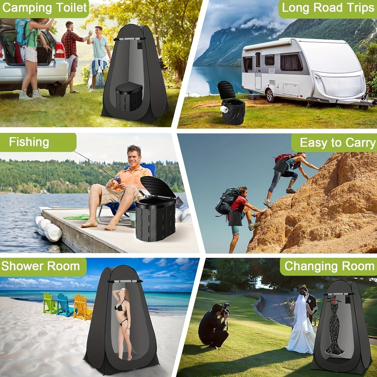 Portable Outdoor Toilet Kit with Privacy Tent - Portable Showers & Privacy Enclosures at Dealshubindia