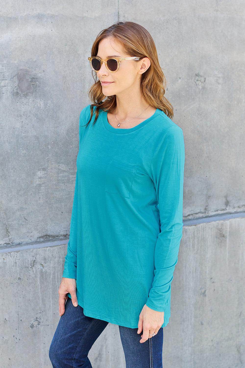Basic Bae Full Size Round Neck Long Sleeve Top for Women - n/a at Dealshubindia