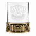 Personalised Laser Etched Brass Base Whiskey Glass | Custom Text/Name Glasses | Birthday/Retirement Gift Sets
