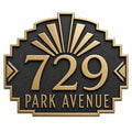 Art Deco Fan Address Plaque in Antique Brass-0