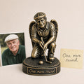 Personalised Golf Memorial Figurine from Photo, Antique Brass Angel Statue, Dad Remembrance Gift