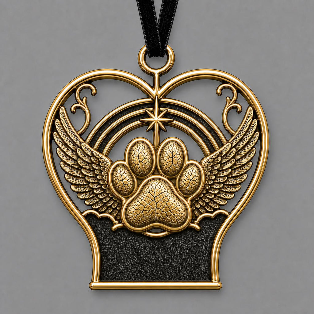 Large Personalized Pet Memorial Ornament | Angel Wings Keepsake | Custom Christmas Tree Decor