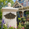 Personalized Antique Brass House Name Plaque | Custom Manor Sign
