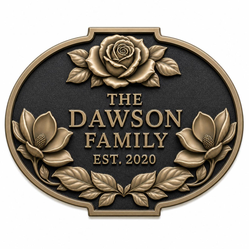 Personalised House Name Sign | Antique Brass Address Plaque | Custom Family Plaques