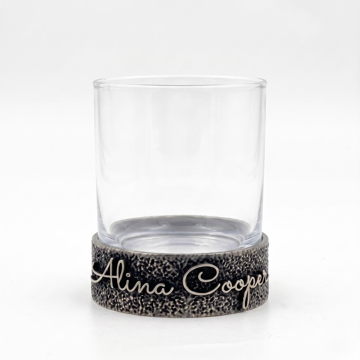 Personalised Antique Brass/Nickel Whiskey Glass | Signature Name Glasses | Electro-formed Metal Drinkware