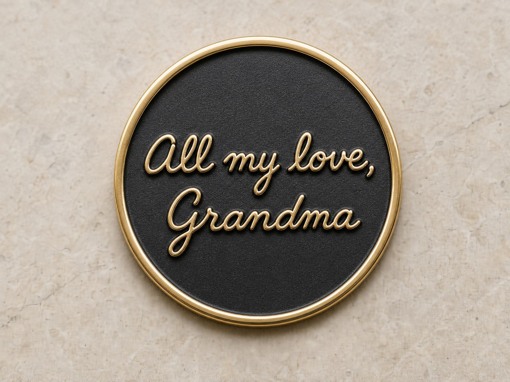 Custom Grandma Thumbprint Memorial Plaque, Antique Brass Keepsake, Personalised Handwriting Remembrance Gift