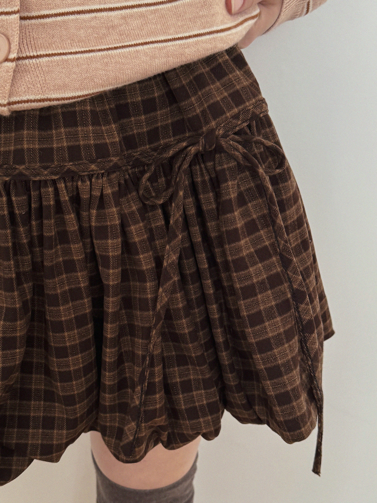 Devua Check Balloon Mini Skirt