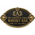 Personalized Home Bar Sign – Antique Brass Crown, Oval