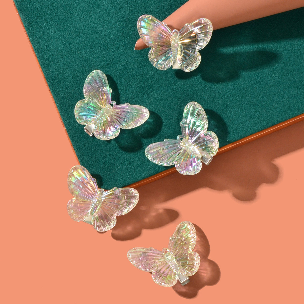 5 pcs Sweet Transparent Butterfly Hairpin Hair Clips Set Hair Accessory Headwear