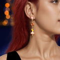 Cartoon Pink Heart Clock Dancer Asymmetric Drop Earrings Women Girls Dainty Gift