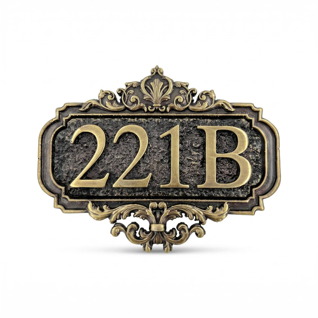 Custom Ornate House Number Sign | Victorian Gothic Brass Address Plaque | Antique Scrollwork Sign | Housewarming Gift