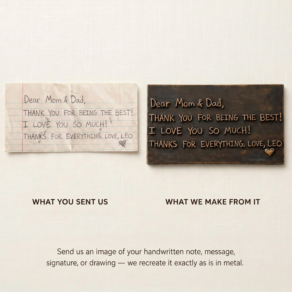 Handwritten Note Plaque – Antique Brass, Plain