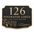 Pine Bough and Cone Address Plaque in Antique Brass-0