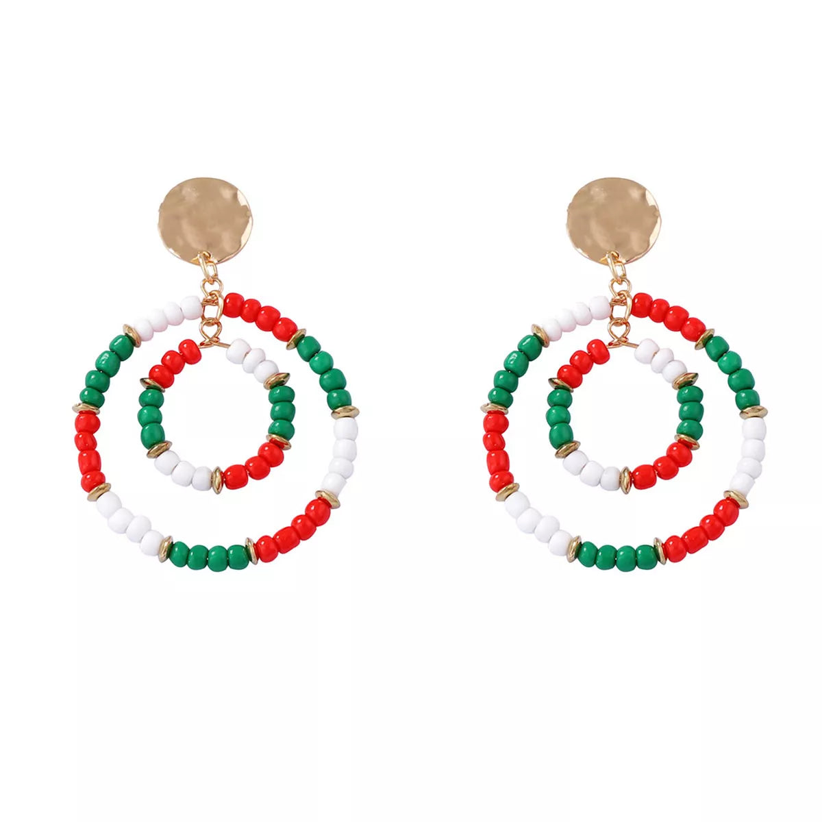 Christmas Beaded Hoop Earrings - n/a at Dealshubindia