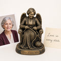 Personalised Knitting Memorial Figurine from Photo, Antique Brass Angel Statue, Custom Grandma Remembrance Gift