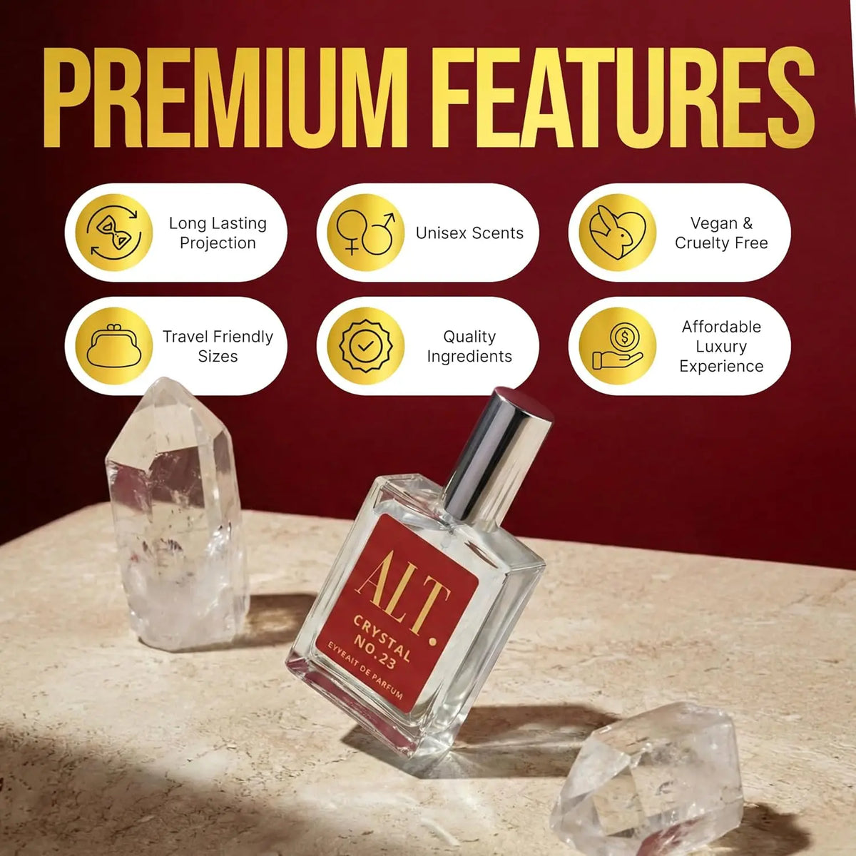 ALT. FRAGRANCES Crystal No. 23 – Inspired by Bac. Roug. 540, Unisex Perfume, Extrait de Parfum, Long Lasting Perfume for Men & Women with Jasmine, Amberwood & Cedar Notes, 60ml - n/a at Dealshubindia