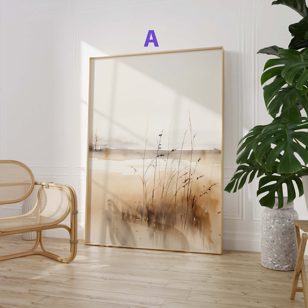 Skandinavische Natur Poster · Geschenkidee · Sanfte Aquarell Landschaften und Nebelwald Wandkunst für Wohnzimmer · Print ohne Rahmen