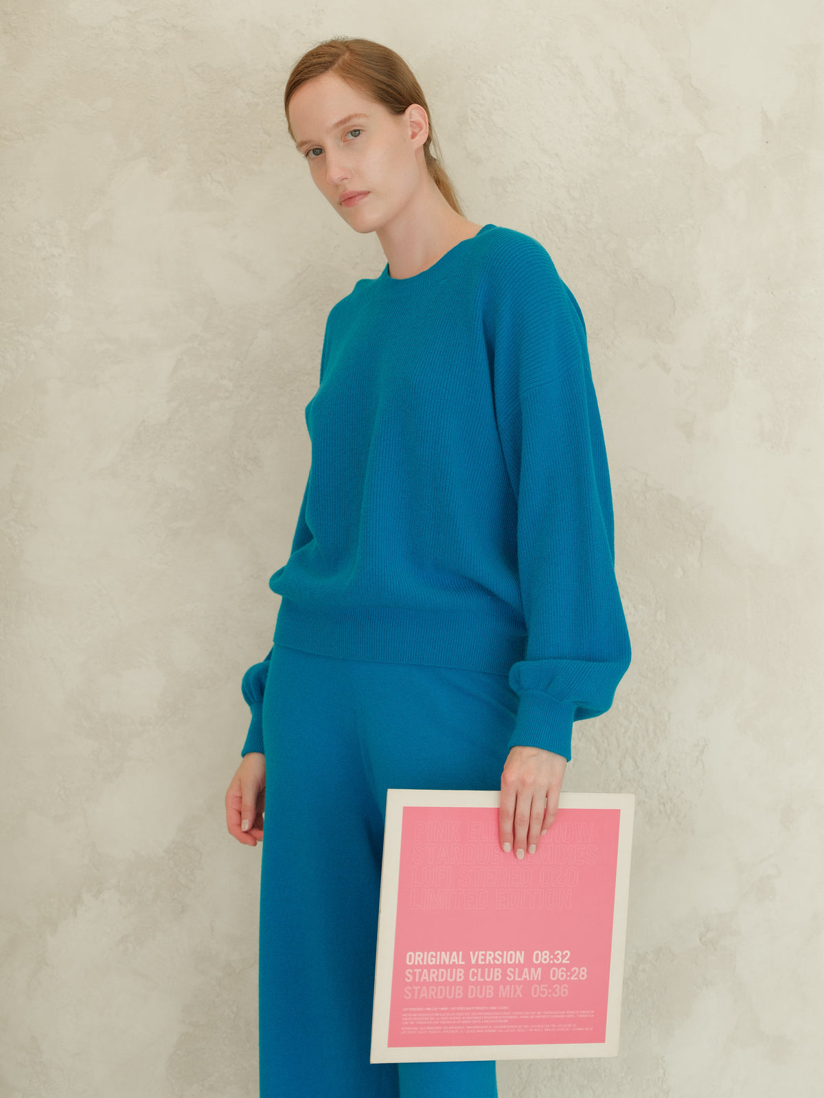 Cashmere Mix Balloon Sleeve Crewneck