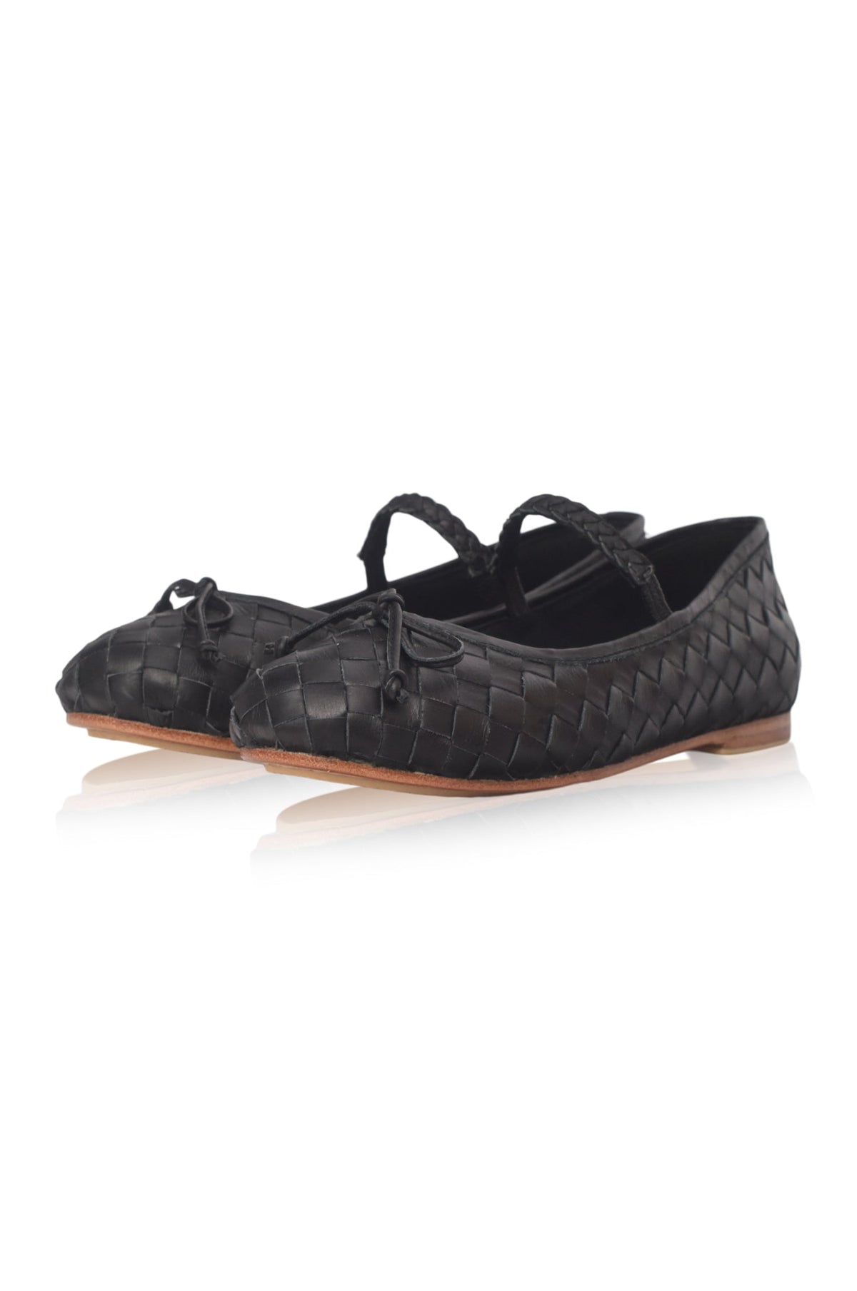 Marisol Woven Leather Ballet Flats - Leather Shoes at Dealshubindia