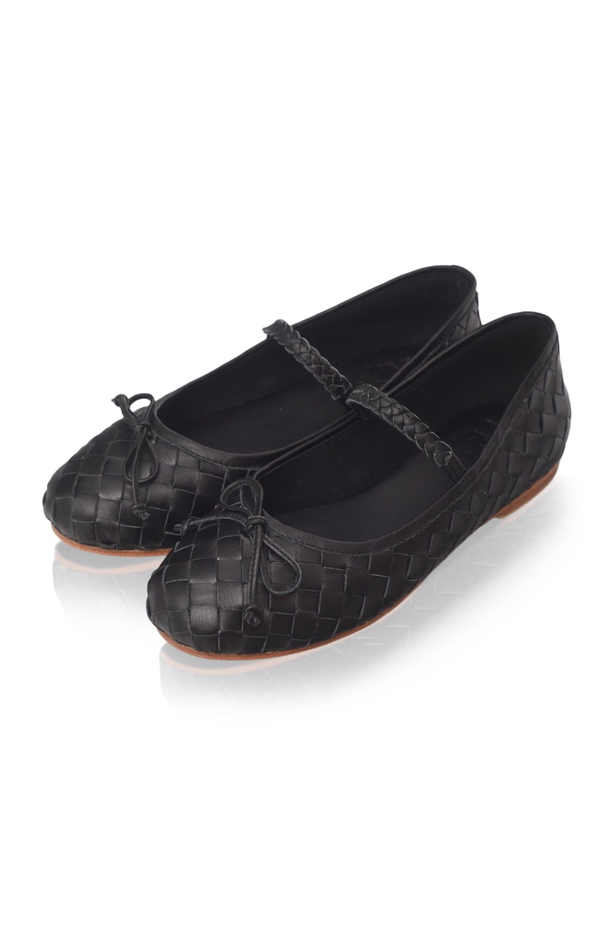 Marisol Woven Leather Ballet Flats - Leather Shoes at Dealshubindia