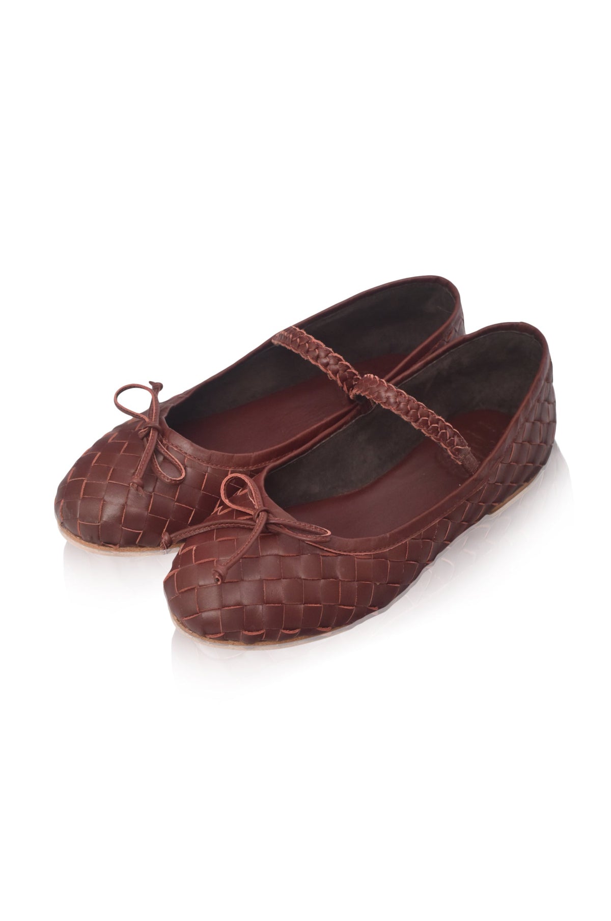 Marisol Woven Leather Ballet Flats - Leather Shoes at Dealshubindia