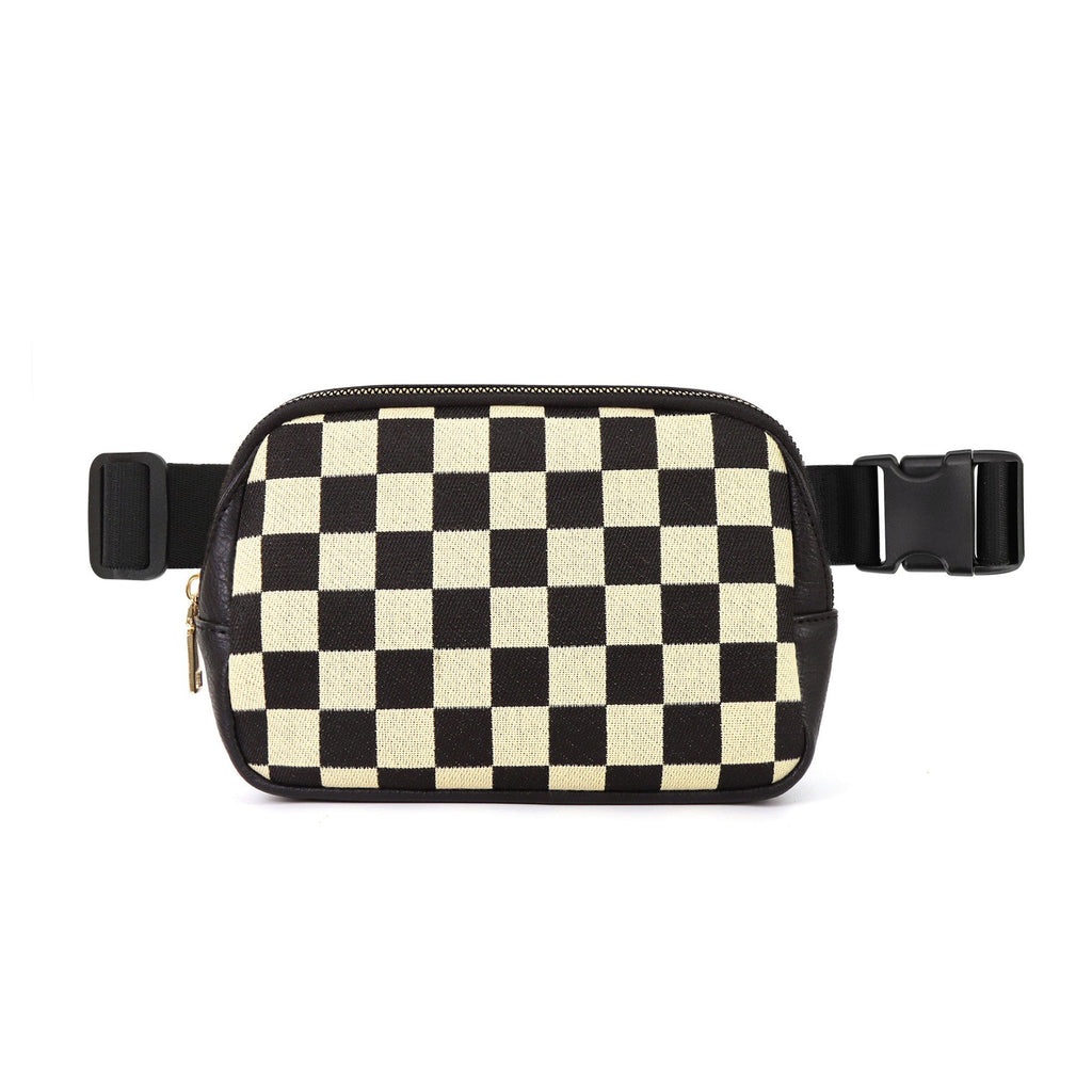 Alva Mixed Media Check Sling Crossbody Belt Bum Fanny Waist Bag