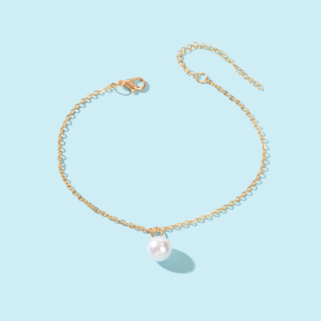 Adjustable Beach Pearl Charm Anklet Women Boho Ankle Gold Foot Chain Jewellery