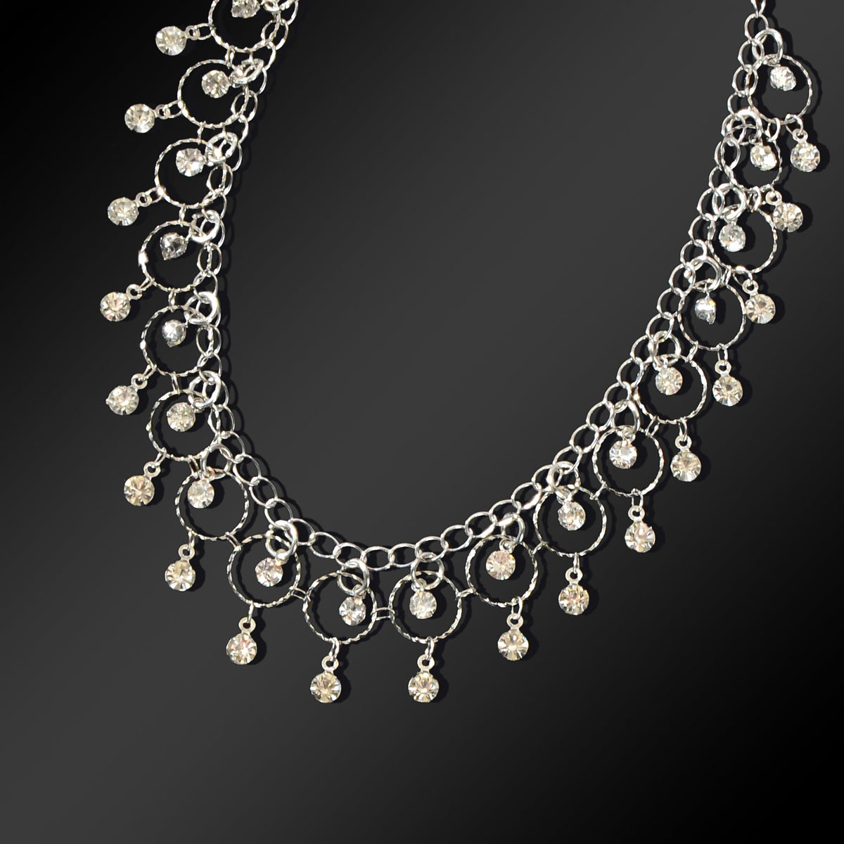 Luxurious Silver Chain Dangling Rhinestone Charm Anklet Foot Jewelry Party Gift