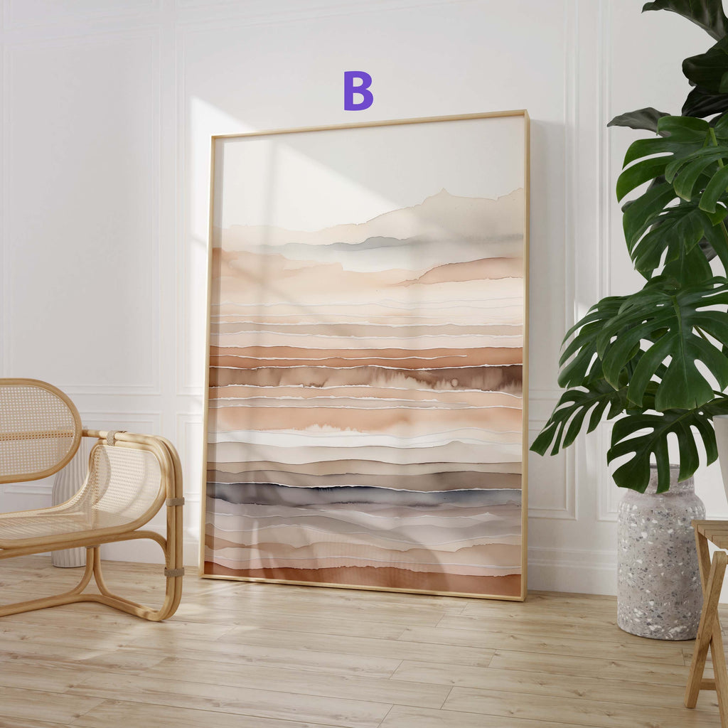 Skandinavische Natur Poster · Geschenkidee · Sanfte Aquarell Landschaften und Nebelwald Wandkunst für Wohnzimmer · Print ohne Rahmen