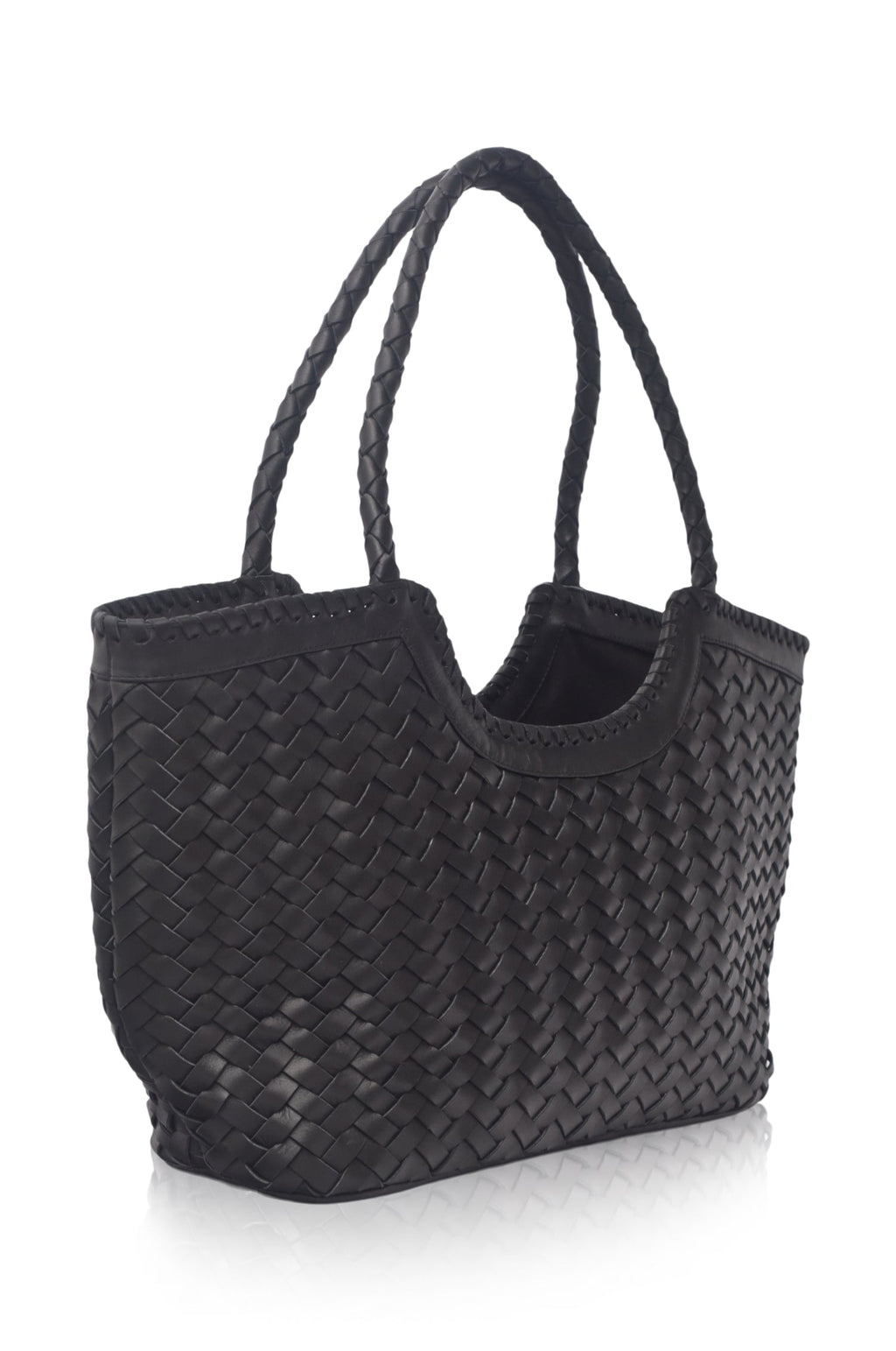 Bellagio Woven Leather Tote Bag - Leather bag at Dealshubindia
