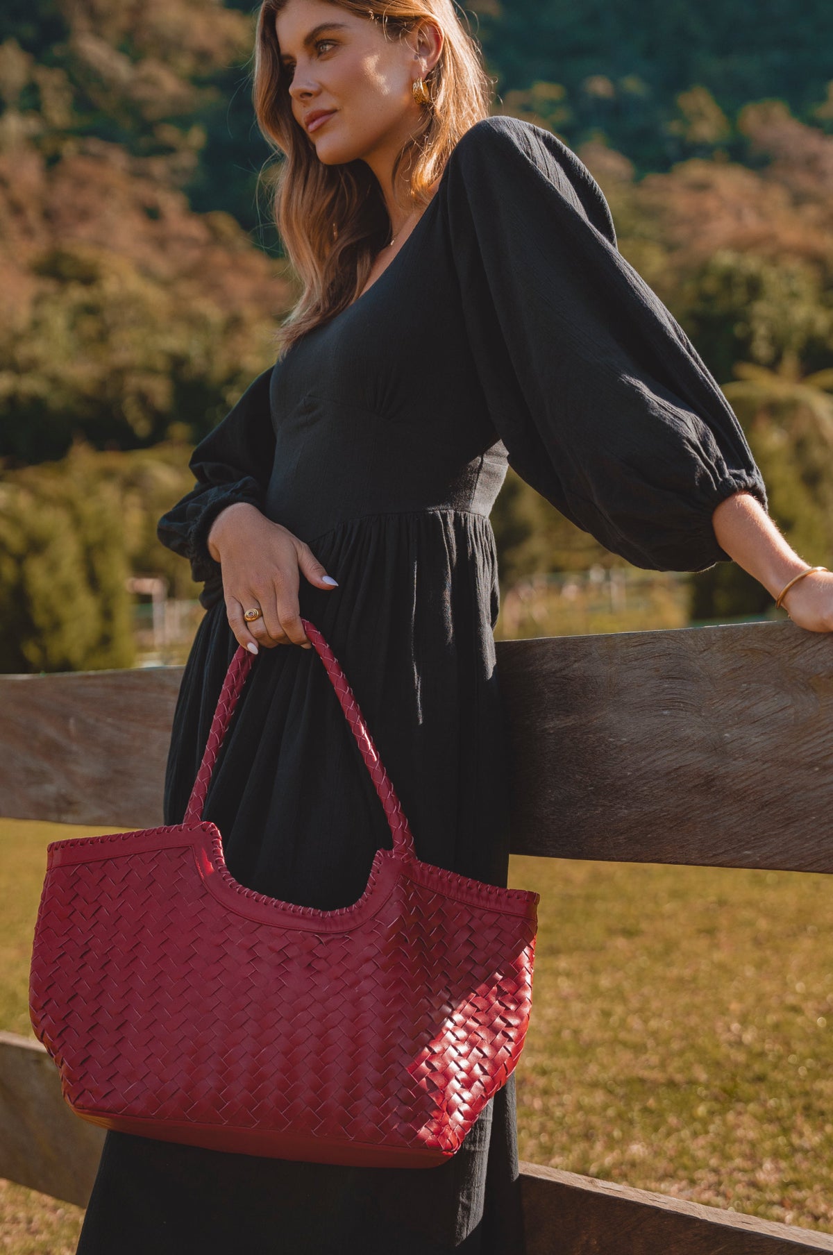 Bellagio Woven Leather Tote Bag - Leather bag at Dealshubindia