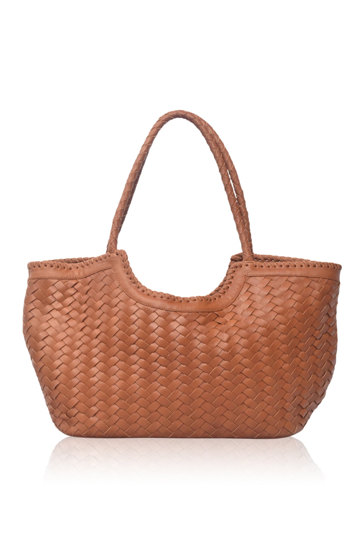 Bellagio Woven Leather Tote Bag - Leather bag at Dealshubindia