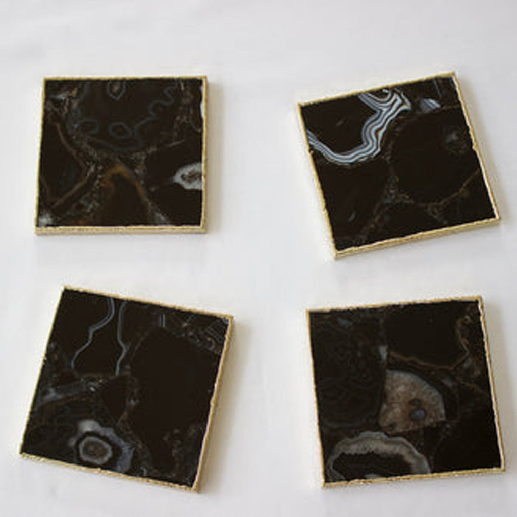 Black Agate Square Coasters-1