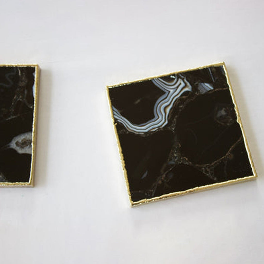 Black Agate Square Coasters-2