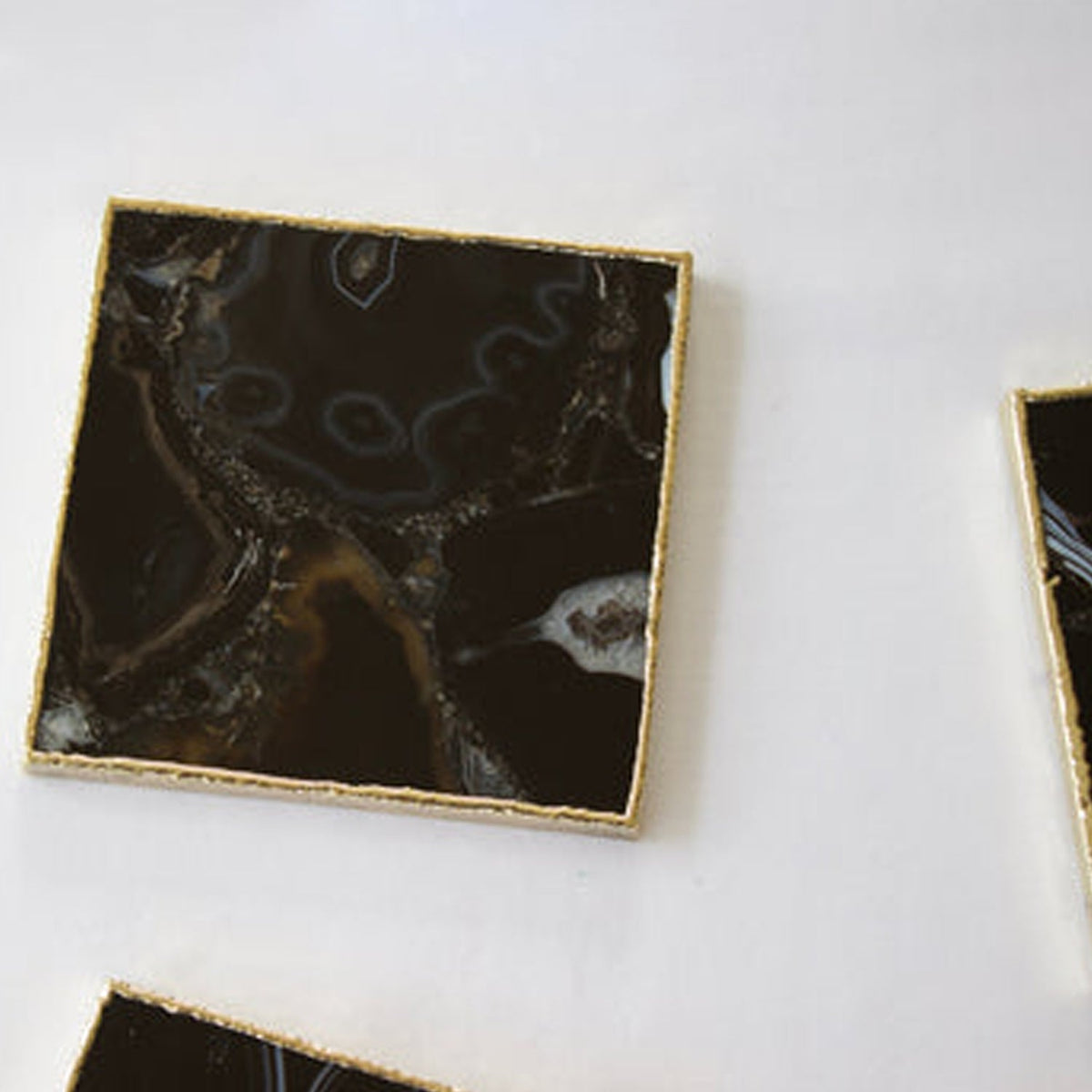 Black Agate Square Coasters-3