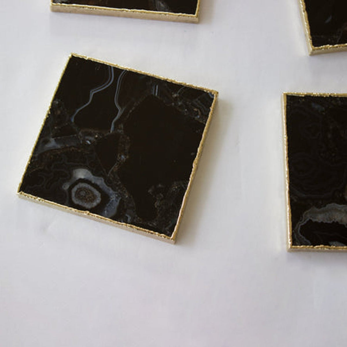 Black Agate Square Coasters-4