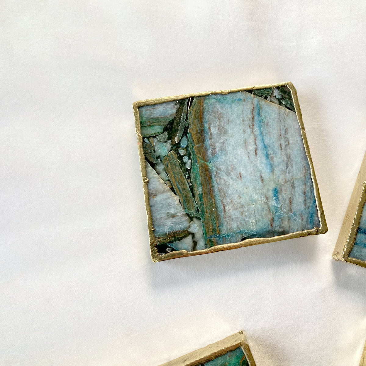 Blue Green Agate Square Coasters – Set of 4