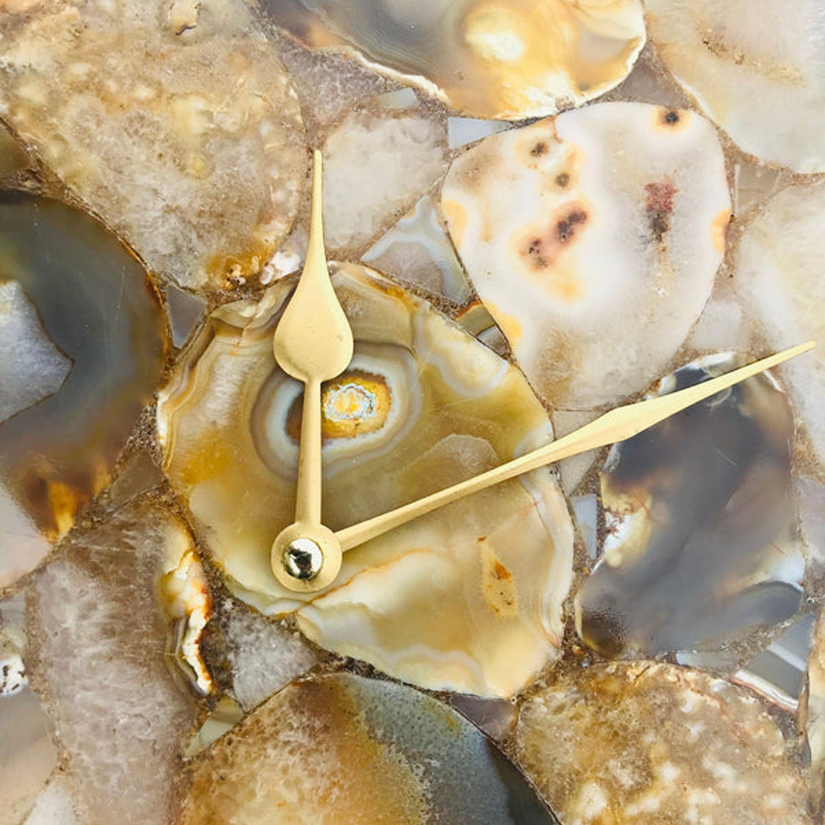 Brown Crystal Agate Large Wall Clock