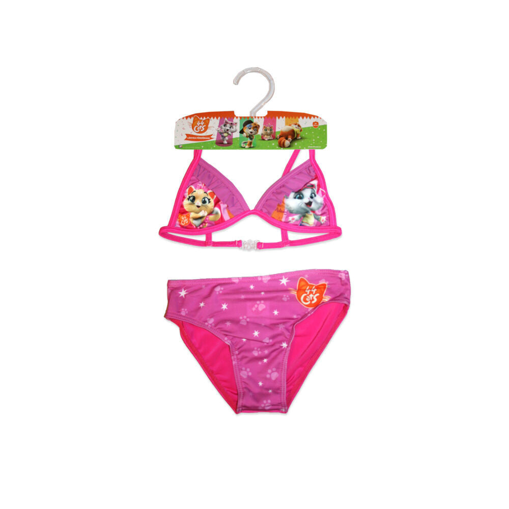 44 Kitten cat two piece swimsuit for girls - triangle top - pink - 110