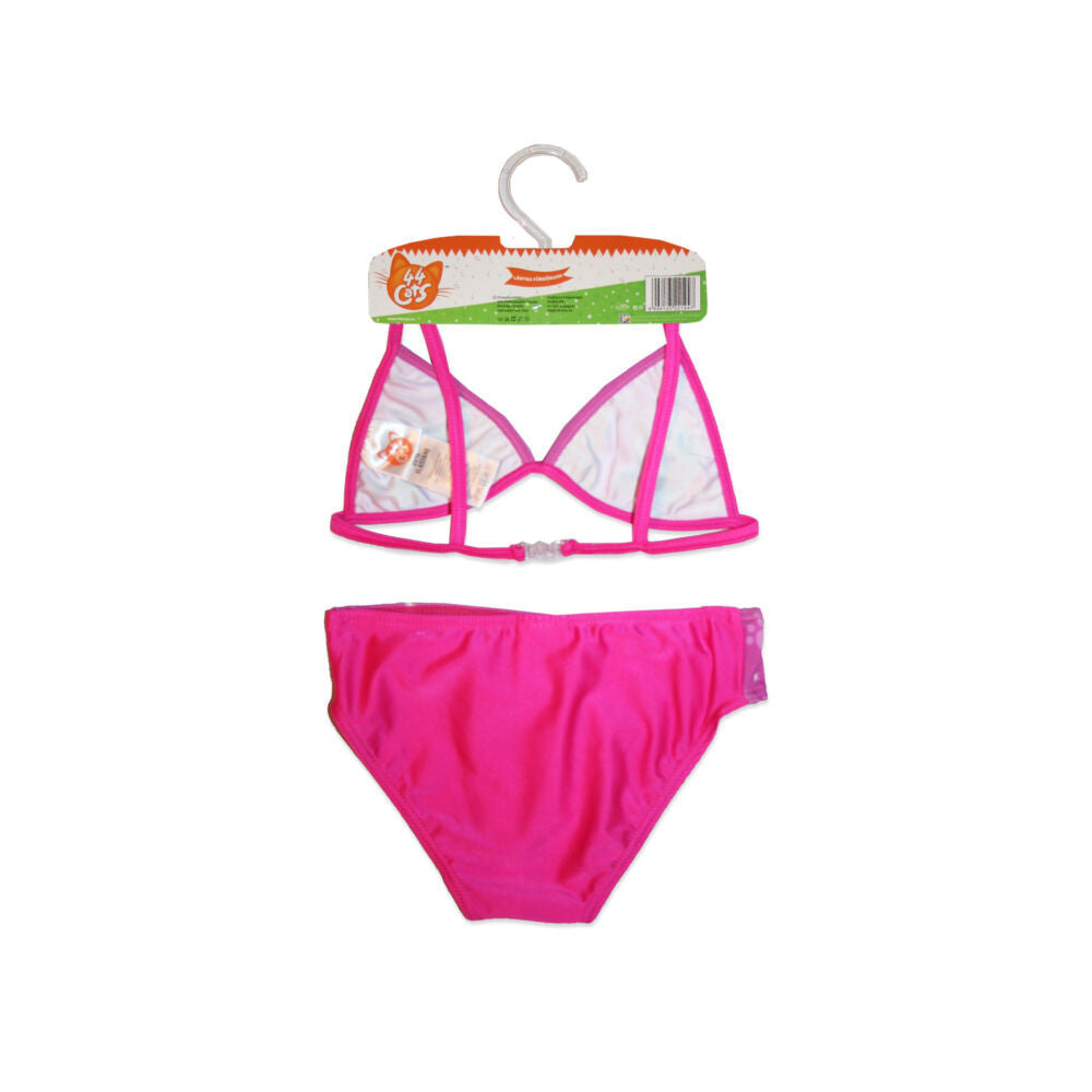 44 Kitten cat two piece swimsuit for girls - triangle top - pink - 110