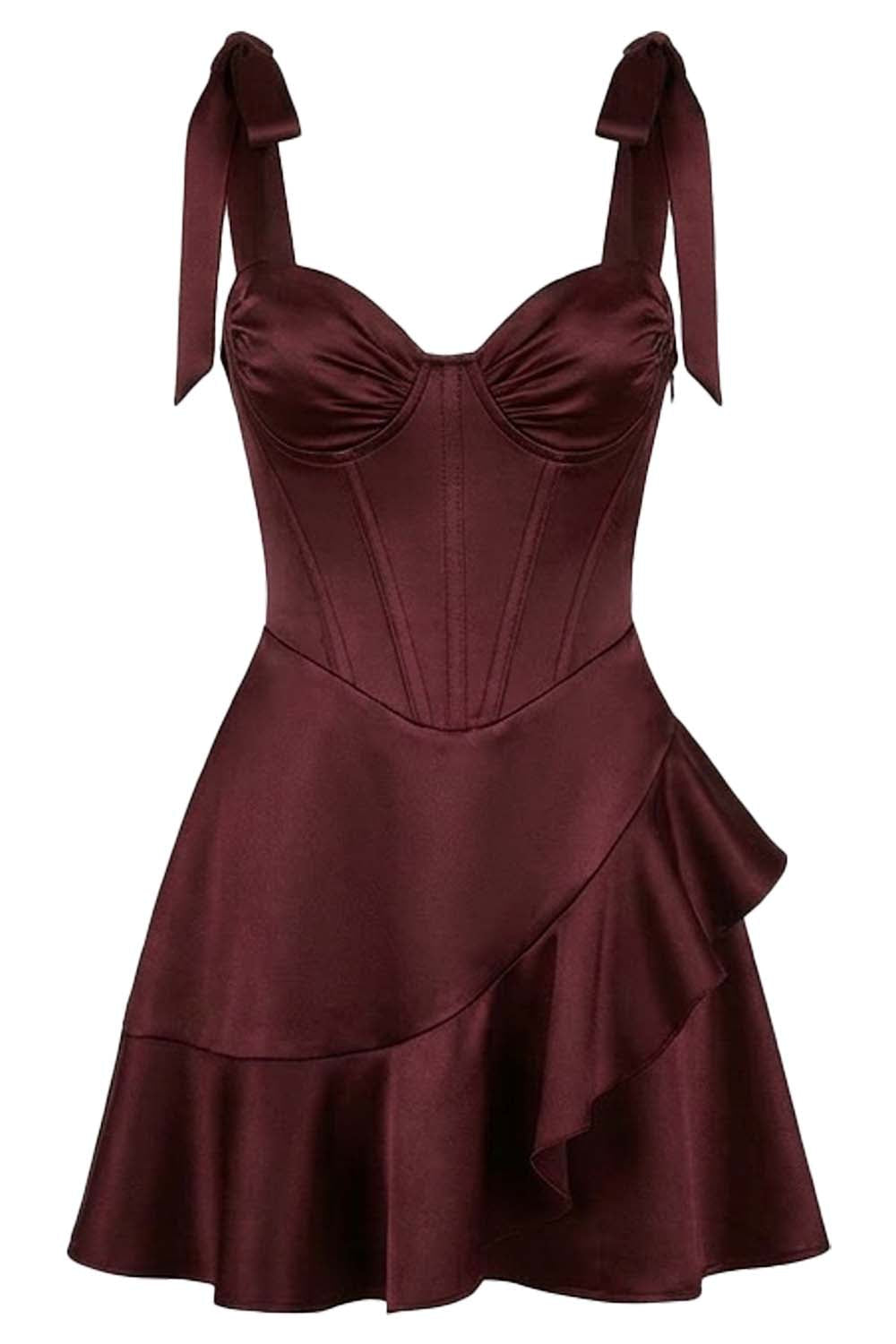 CARMILLA Corset Dress - Dark Maroon